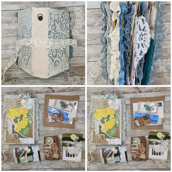 Turquoise Embellished Junk Journal: Flowers, Birds, Butterflies (Seize the Day) - Picture 4 of 16